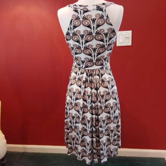 IODICE Brazilian Silky Halter Dress Geometric Tan White Black  Size Small  EUC - Picture 8 of 8
